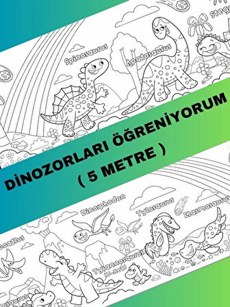 Dinozorları Öğreniyorum Eğlenceli Boyama Kağıdı – 5 Metre