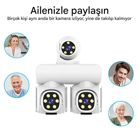 Full HD 12MP 6K Speed Dome 3 Lens Renkli Gece Görüş İki Yönlü Ses Renkli Cep Telefonu Uzaktan İzleme