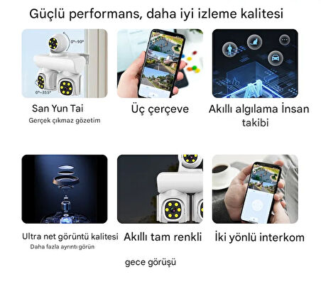 Full HD 12MP 6K Speed Dome 3 Lens Renkli Gece Görüş İki Yönlü Ses Renkli Cep Telefonu Uzaktan İzleme