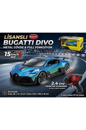 2.4 GHZ 1:16 Ölçek Uzaktan Kumandalı Araba Metal Gövde Full Fonksiyon Lisanlı Pilli Bugatti Divo