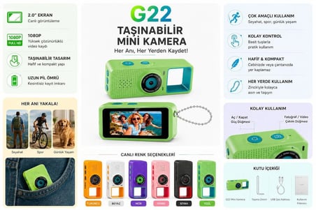 Taşınabilir Mini Dijital Kamera 1080P Full HD 2 İnç Ekranlı 