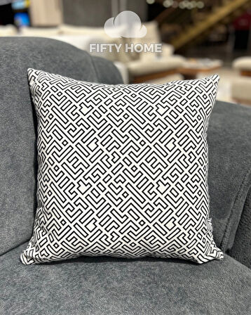 1 adet kırlent kılıfı dijital baskı 43x43 cm siyah beyaz