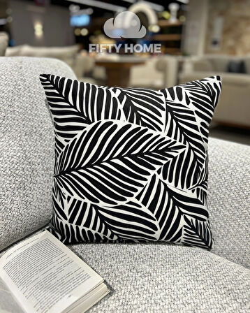1 adet kırlent kılıfı dijital baskı 43x43 cm siyah beyaz