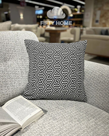 1 adet kırlent kılıfı dijital baskı 43x43 cm siyah beyaz