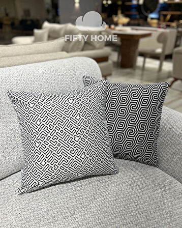 1 adet kırlent kılıfı dijital baskı 43x43 cm siyah beyaz