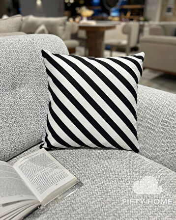 1 adet kırlent kılıfı dijital baskı 43x43 cm siyah beyaz