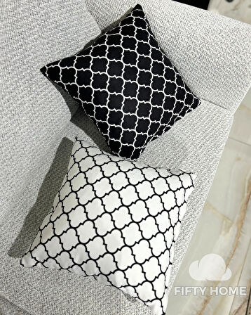 1 adet kırlent kılıfı dijital baskı 43x43 cm siyah beyaz