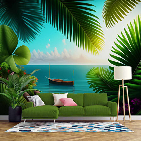 Botanik Bahçe ve Deniz Manzaralı Duvar Kağıdı