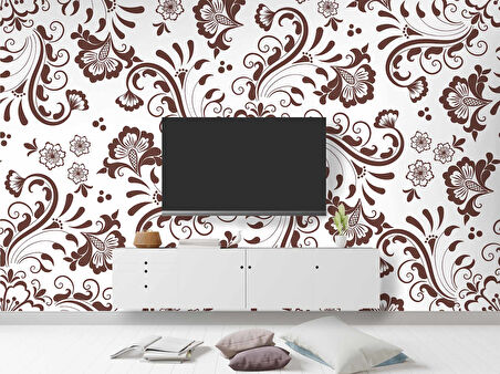 Borda Çiçek Motifli Duvar Kağıdı