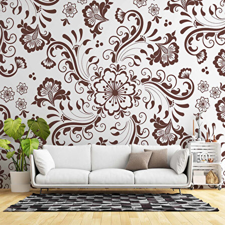 Borda Çiçek Motifli Duvar Kağıdı