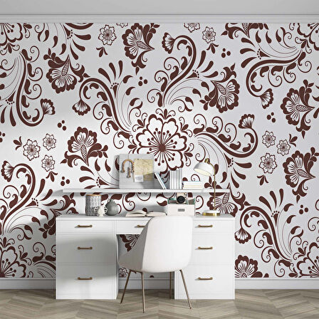 Borda Çiçek Motifli Duvar Kağıdı