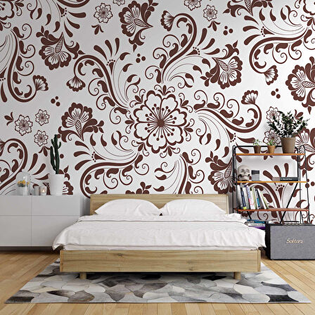 Borda Çiçek Motifli Duvar Kağıdı