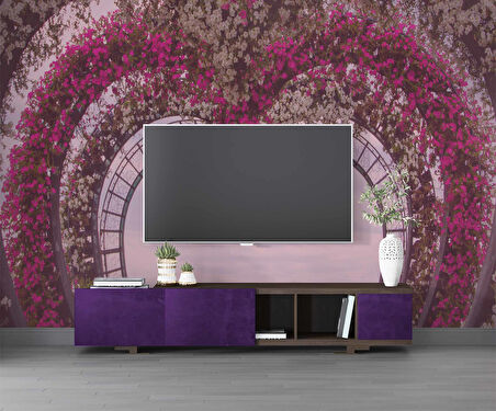 Kalp Şeklinde Çiçek Manzaralı Duvar Kağıdı