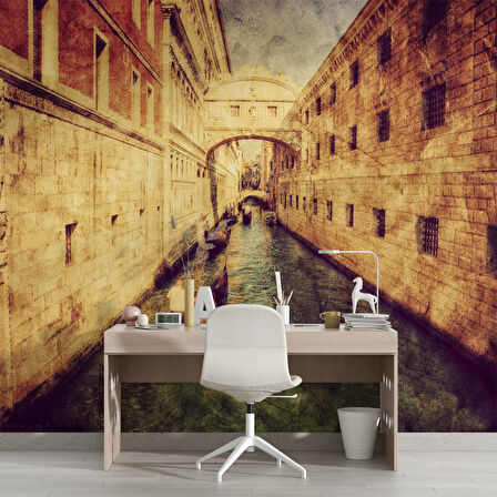 Eskitme Venedik Manzaralı Duvar Kağıdı