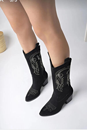 kovboy kanvas western tarz sivri bot