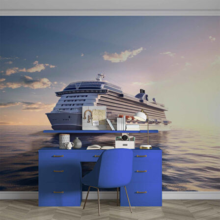 Okyanus ve Gemi Manzaralı Duvar Kağıdı