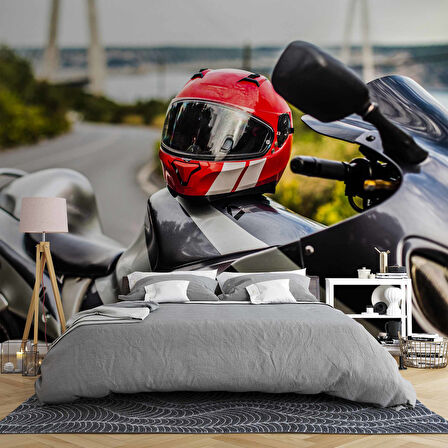 Motor Kask Temalı Duvar Kağıdı