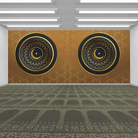 İslami Motifli Mescit Altın Duvar Kağıdı