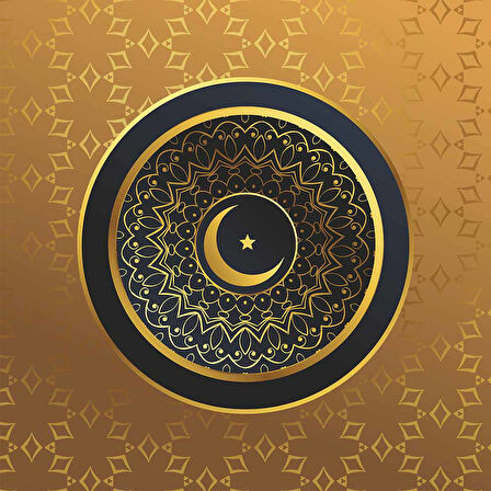 İslami Motifli Mescit Altın Duvar Kağıdı