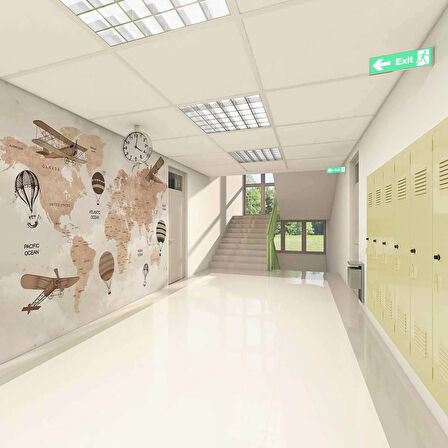 Teyyare Dünya Haritası Okul Duvar Kağıdı