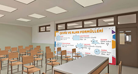 Matematik Çevre ve Alan Formülleri Okul Duvar Kağıdı Baskı