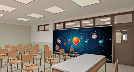 Uzay Gezegenler Okul Duvar Kağıdı Baskı