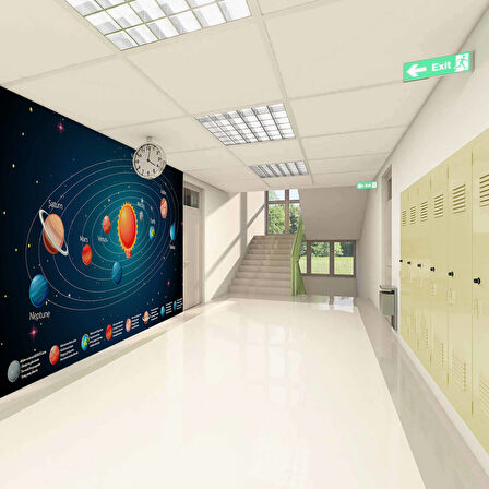 Uzay Gezegenler Okul Duvar Kağıdı Baskı