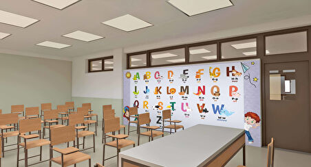 İngilizce Harfler Okul Duvar Kağıdı Baskı