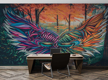 Grafitti Kanat Temalı Duvar Kağıdı