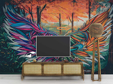 Grafitti Kanat Temalı Duvar Kağıdı