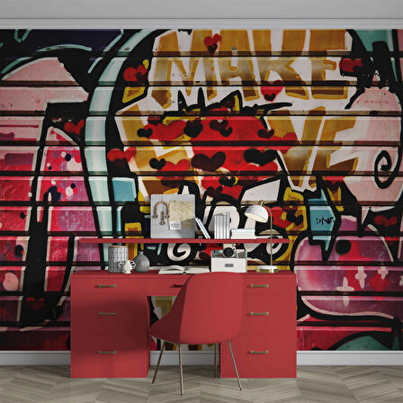 Grafitti Kalp Not Temalı Duvar Kağıdı
