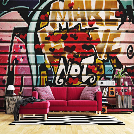 Grafitti Kalp Not Temalı Duvar Kağıdı