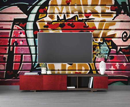 Grafitti Kalp Not Temalı Duvar Kağıdı