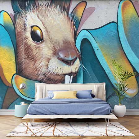 Grafitti Tavşan Temalı Duvar Kağıdı