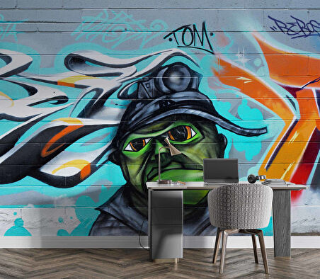 Grafitti Uzaylı Temalı Duvar Kağıdı