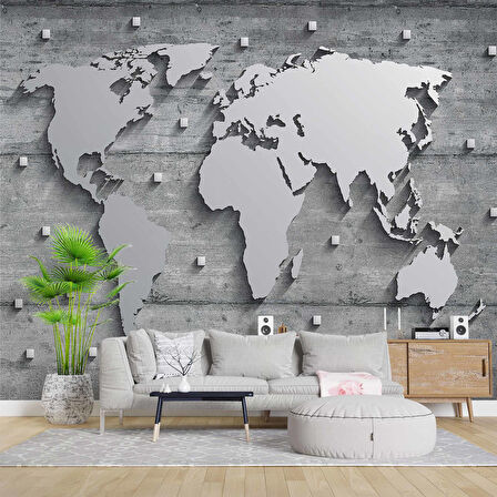 Metalik Dünya Haritası Duvar Kağıdı