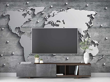 Metalik Dünya Haritası Duvar Kağıdı