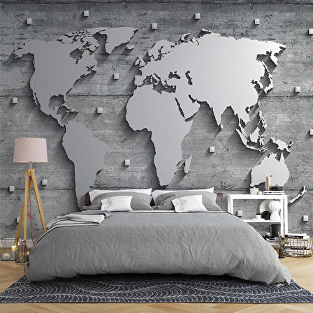 Metalik Dünya Haritası Duvar Kağıdı