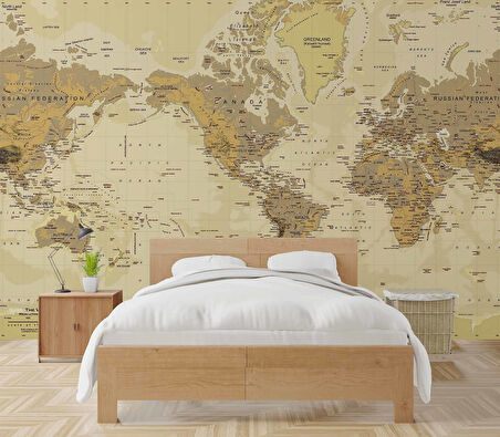 Vintage Fiziki Dünya Haritası Duvar Kağıdı