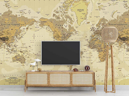 Vintage Fiziki Dünya Haritası Duvar Kağıdı