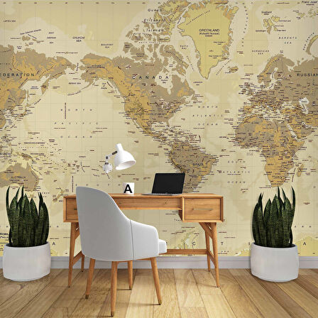 Vintage Fiziki Dünya Haritası Duvar Kağıdı