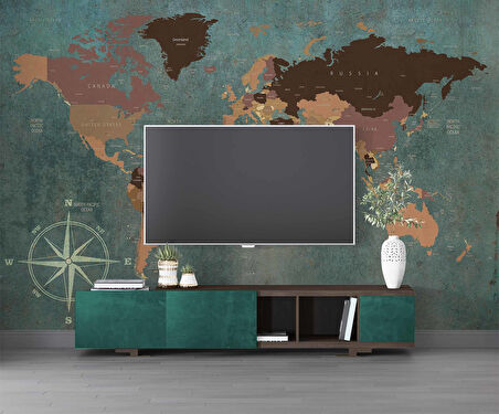 Vintage Dünya Haritası Duvar Kağıdı