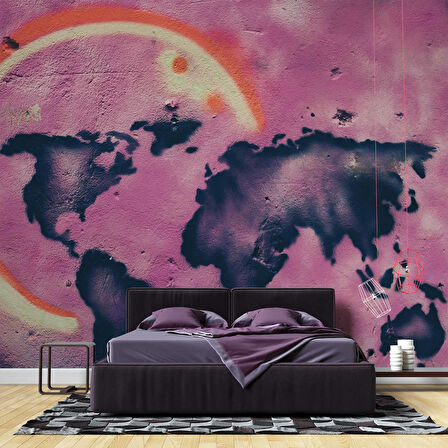 Grafitti Dünya Haritası Duvar Kağıdı