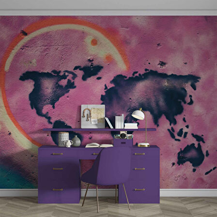 Grafitti Dünya Haritası Duvar Kağıdı