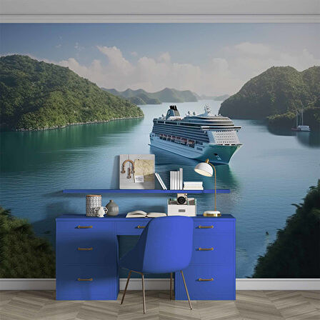 Orman ve Gemi Manzaralı Duvar Kağıdı