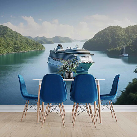 Orman ve Gemi Manzaralı Duvar Kağıdı