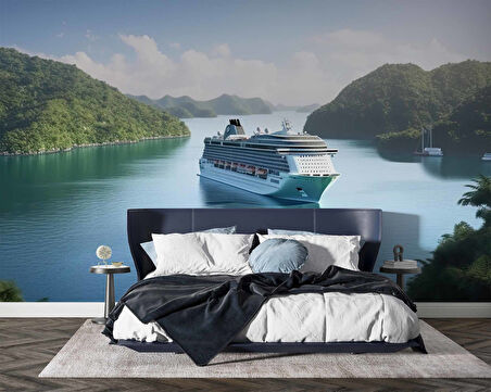 Orman ve Gemi Manzaralı Duvar Kağıdı