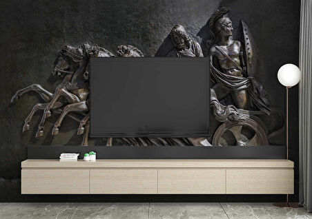 3 Boyutlu Kabartma Rofye Roma Atlı Şovalye Heykel Duvar Kağıdı