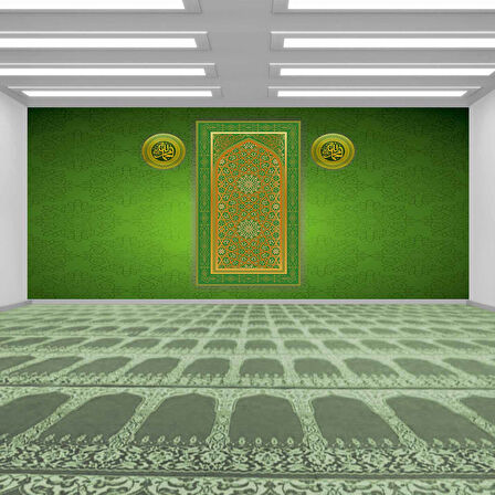 Yeşil İslami Motifli Mescid Duvar Kağıdı