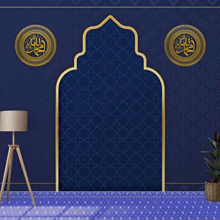 Mavi İslami Motifli Mescid Duvar Kağıdı